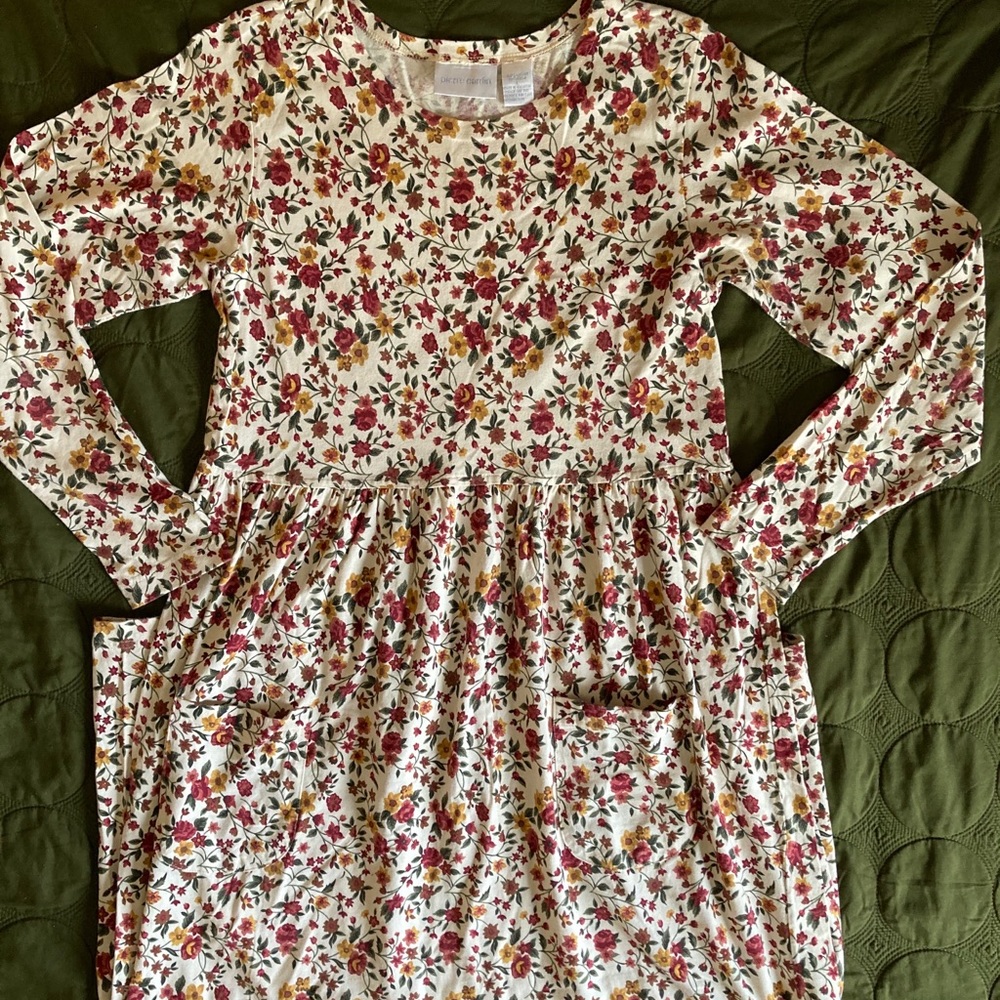 Vtg 90s Pierre Cardin floral knit dress EUC